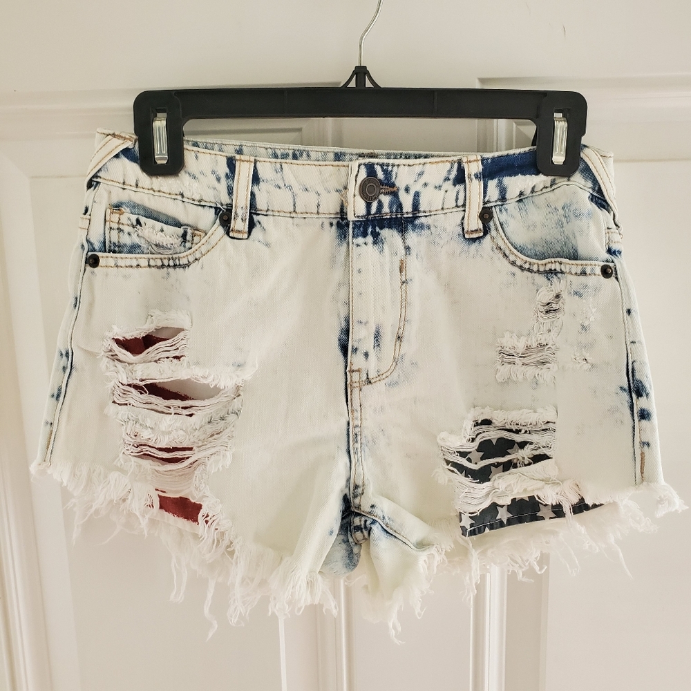 American Flag Jean Shorts